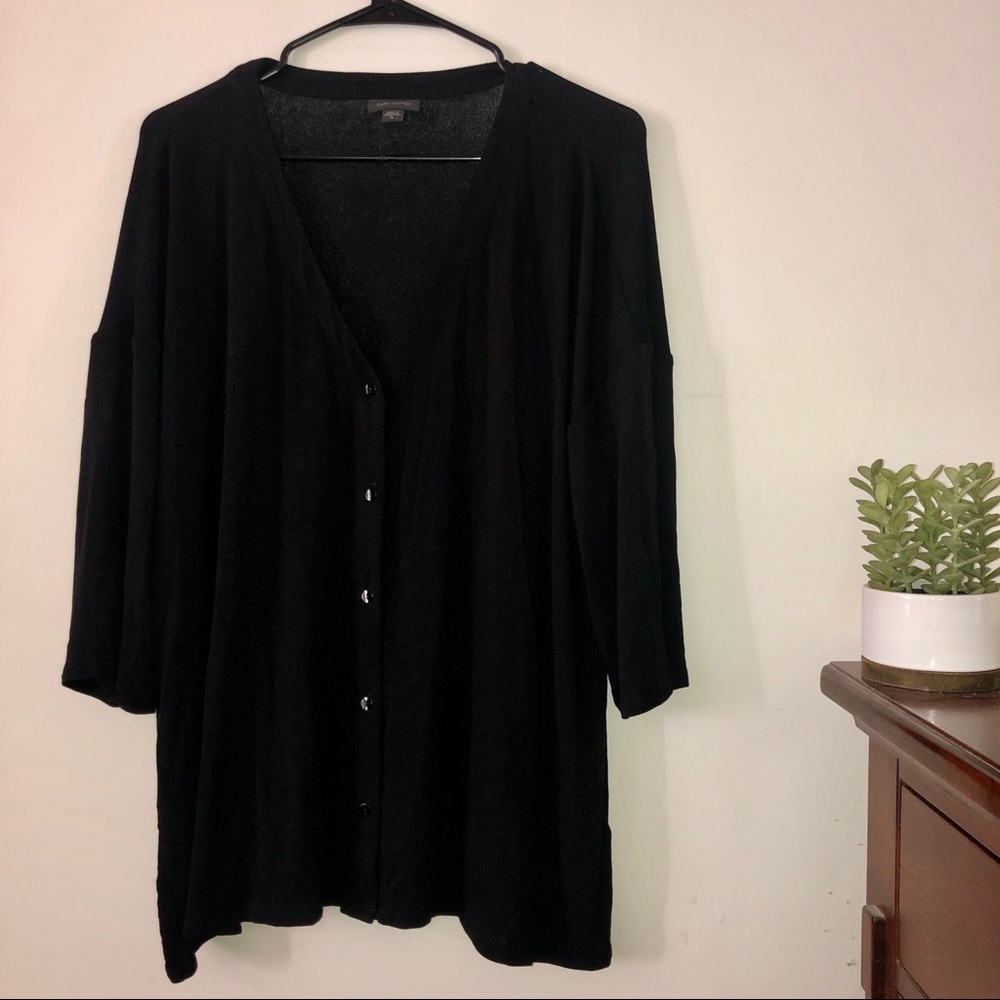 J.Jill Wearever Black Buttoned Cardigan